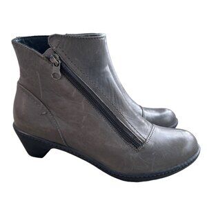 Dansko Ankle Boots Size 36 Gray Leather Side Zip Low Heel Comfortable Shoes